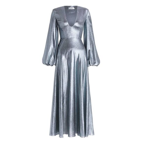 RUNWAY! $1600 Zimmermann Silk Long Dress Sz: ZIM 0 / US 4 grey - Picture 5 of 13